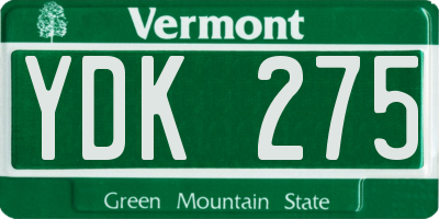 VT license plate YDK275