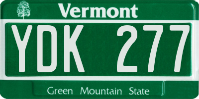 VT license plate YDK277