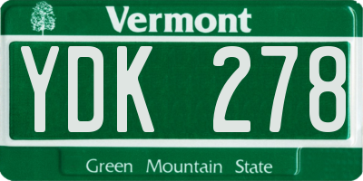 VT license plate YDK278