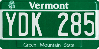 VT license plate YDK285