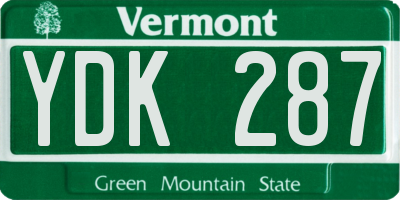 VT license plate YDK287