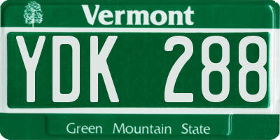 VT license plate YDK288