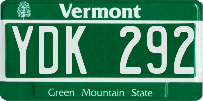 VT license plate YDK292