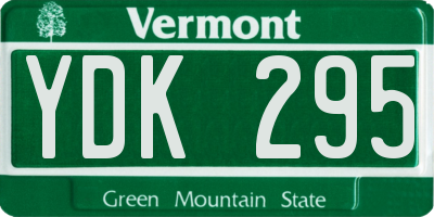 VT license plate YDK295
