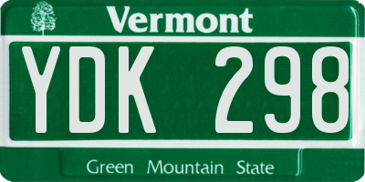VT license plate YDK298