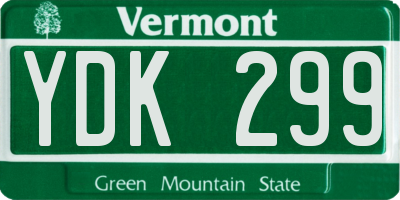 VT license plate YDK299