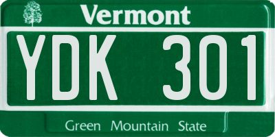 VT license plate YDK301