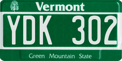 VT license plate YDK302