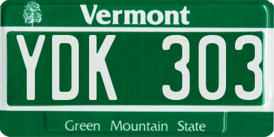 VT license plate YDK303