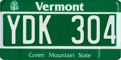 VT license plate YDK304