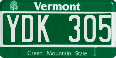 VT license plate YDK305
