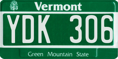 VT license plate YDK306
