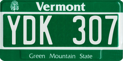 VT license plate YDK307