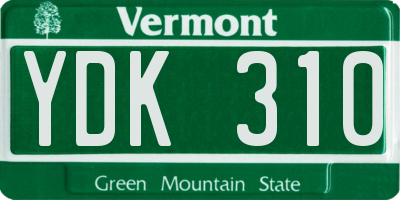 VT license plate YDK310