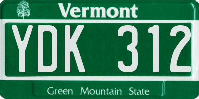 VT license plate YDK312
