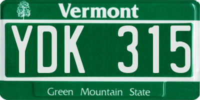VT license plate YDK315
