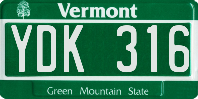 VT license plate YDK316