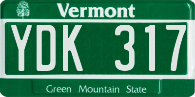 VT license plate YDK317