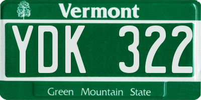VT license plate YDK322