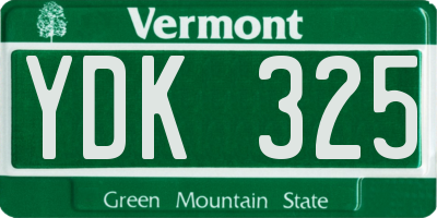 VT license plate YDK325