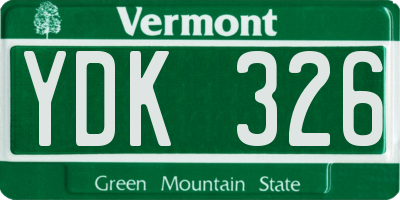 VT license plate YDK326