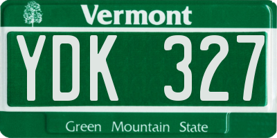 VT license plate YDK327
