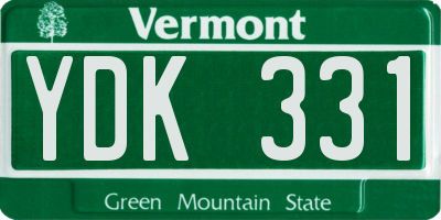 VT license plate YDK331
