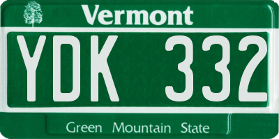 VT license plate YDK332