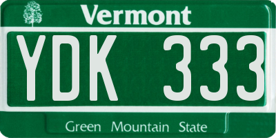 VT license plate YDK333