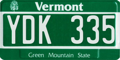 VT license plate YDK335
