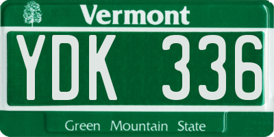 VT license plate YDK336