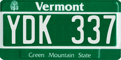 VT license plate YDK337