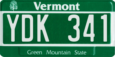 VT license plate YDK341