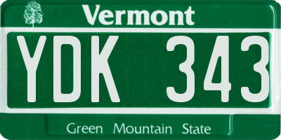 VT license plate YDK343