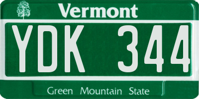 VT license plate YDK344