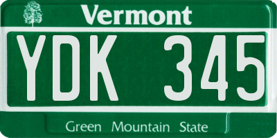 VT license plate YDK345