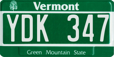 VT license plate YDK347