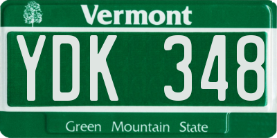 VT license plate YDK348