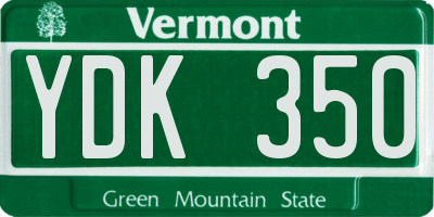 VT license plate YDK350