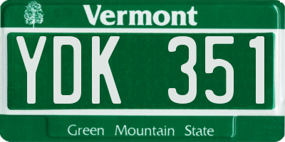 VT license plate YDK351
