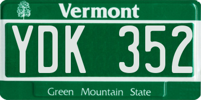 VT license plate YDK352