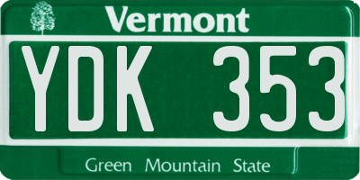 VT license plate YDK353