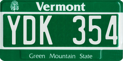 VT license plate YDK354