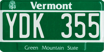 VT license plate YDK355