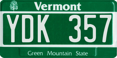 VT license plate YDK357
