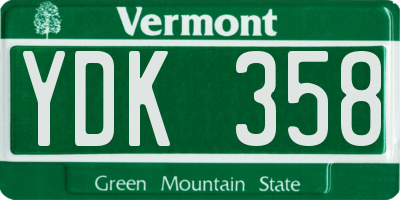 VT license plate YDK358