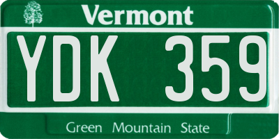 VT license plate YDK359