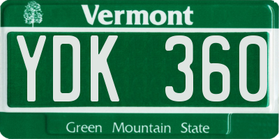VT license plate YDK360