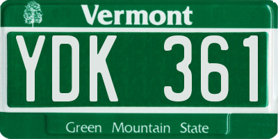 VT license plate YDK361