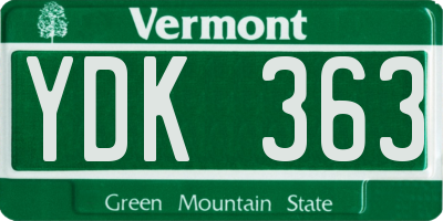 VT license plate YDK363